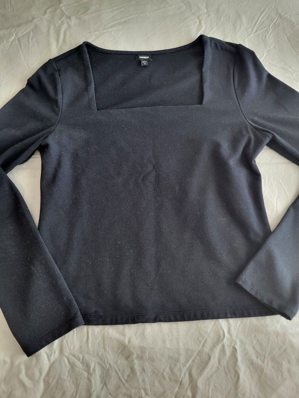 Express black square neck cotton full sleeve top